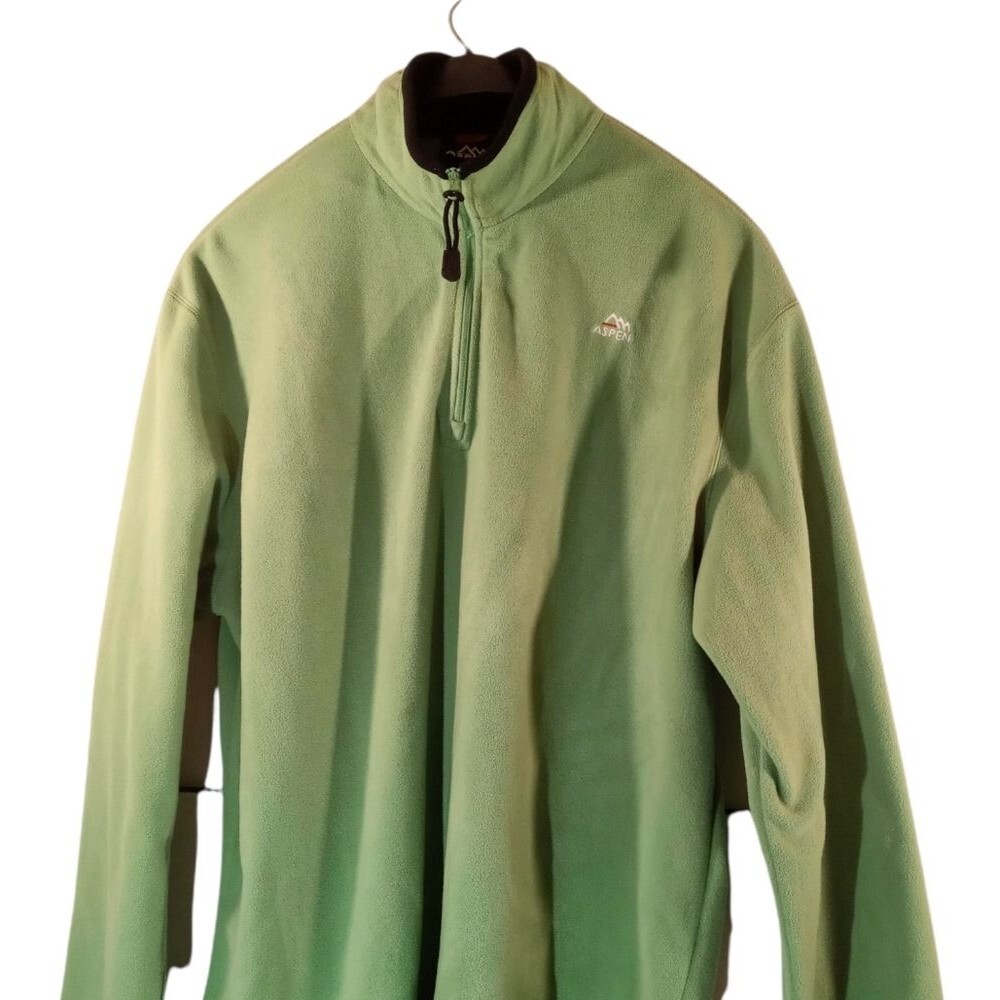 Aspens Men's Quarter Zip Green Fleece Pullover sz 2XL